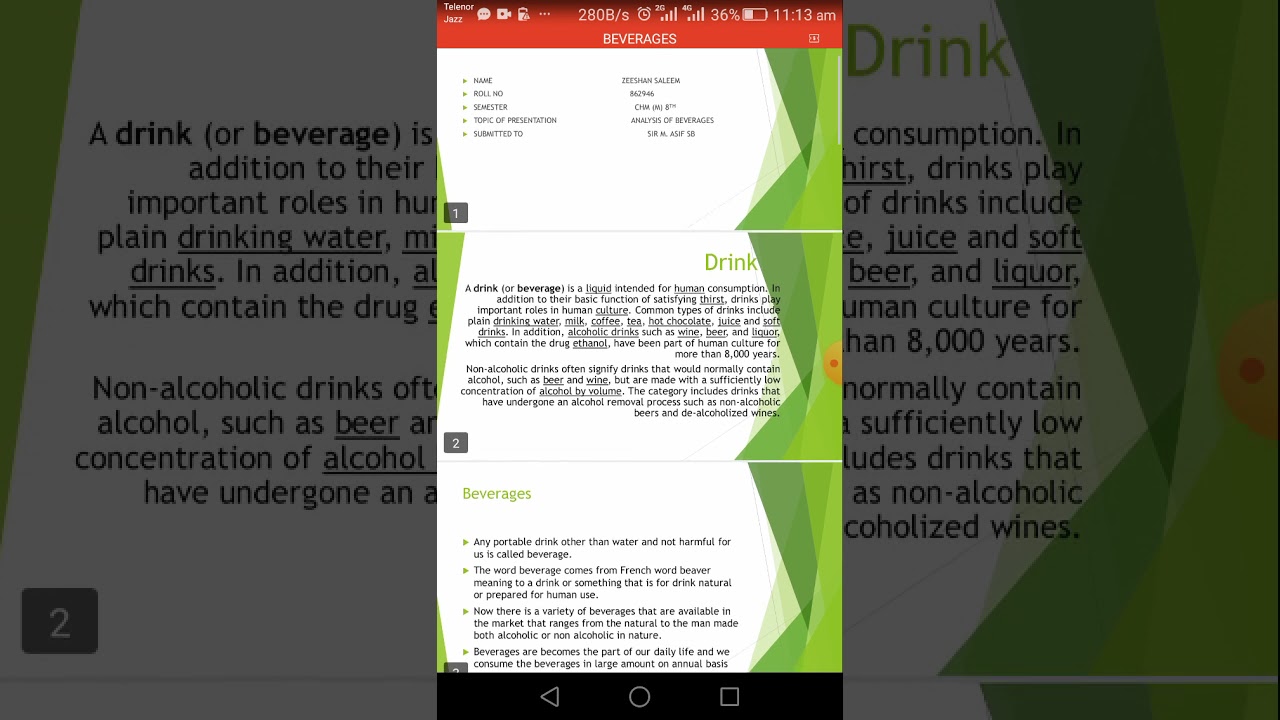 analysis of beverages