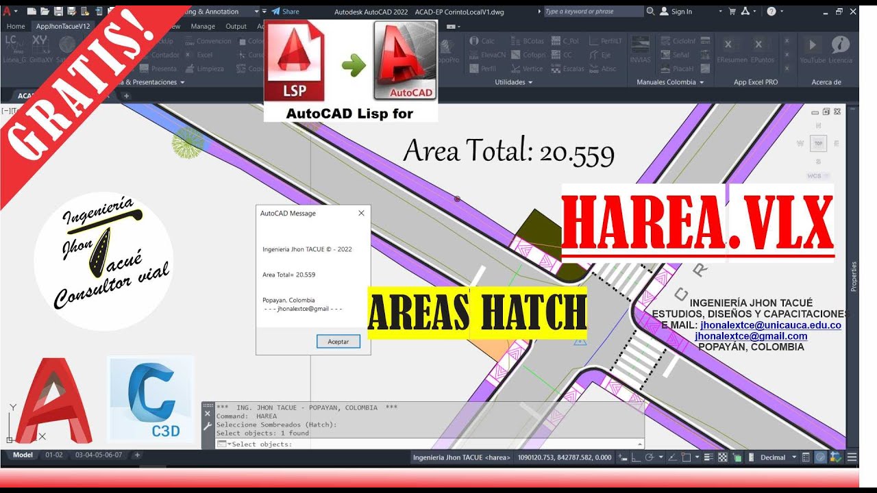 RUTINA ▶️- HAREA [HATCH AREA] AUTOCAD