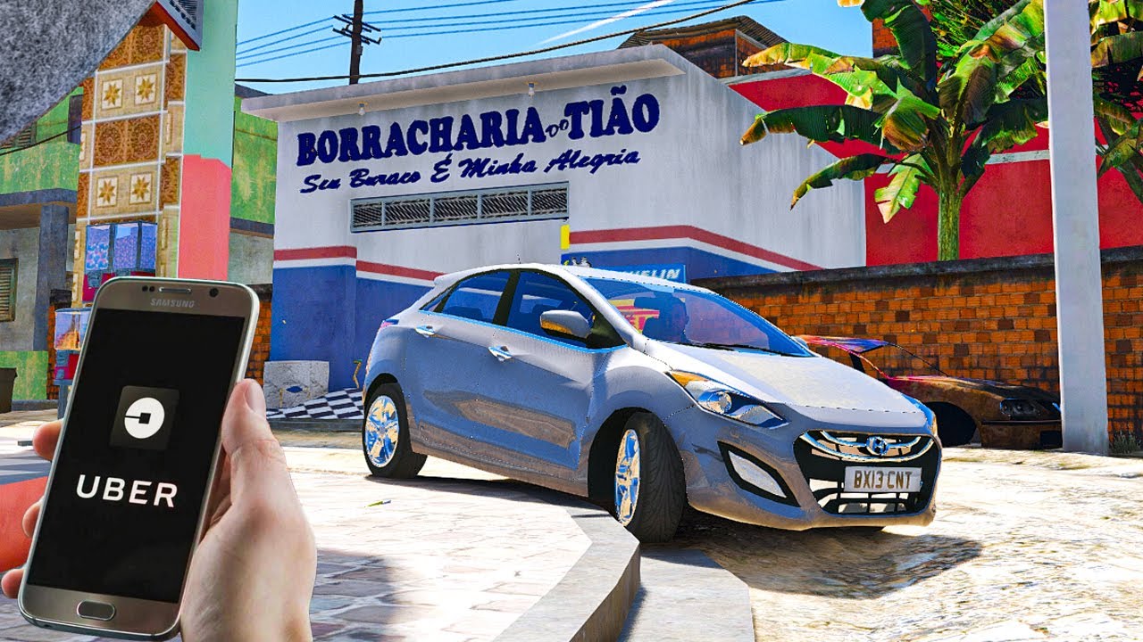 GTA V - UBER: SAI DA CIDADE E ENCONTREI UM BAIRRO TOP! - HYUNDAI i30