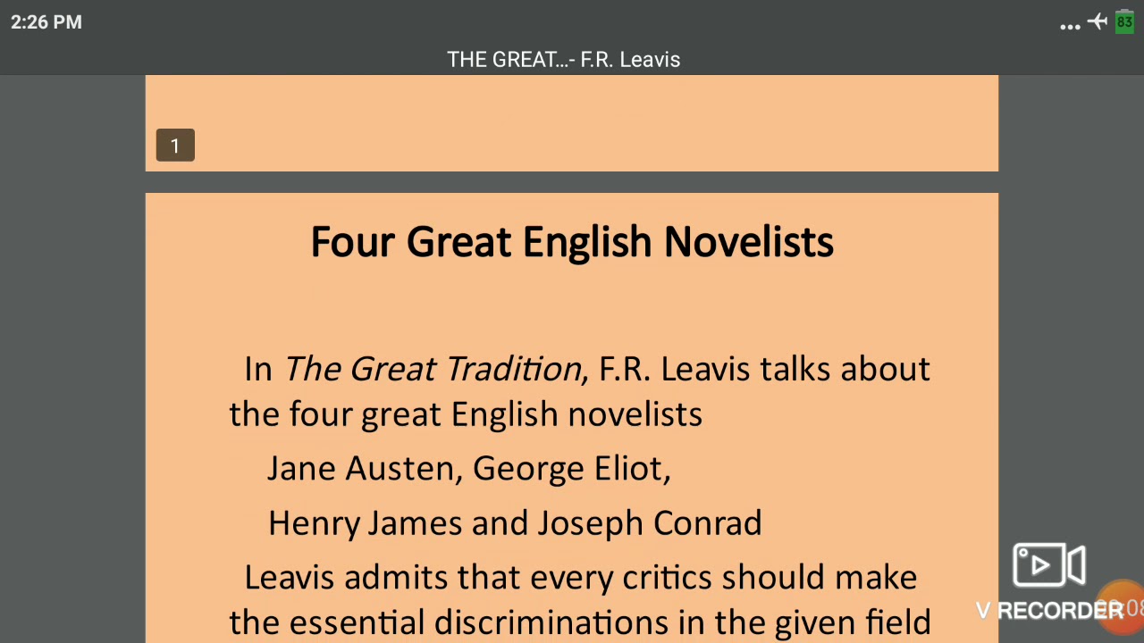 The Great Tradition by F. R. Leavis