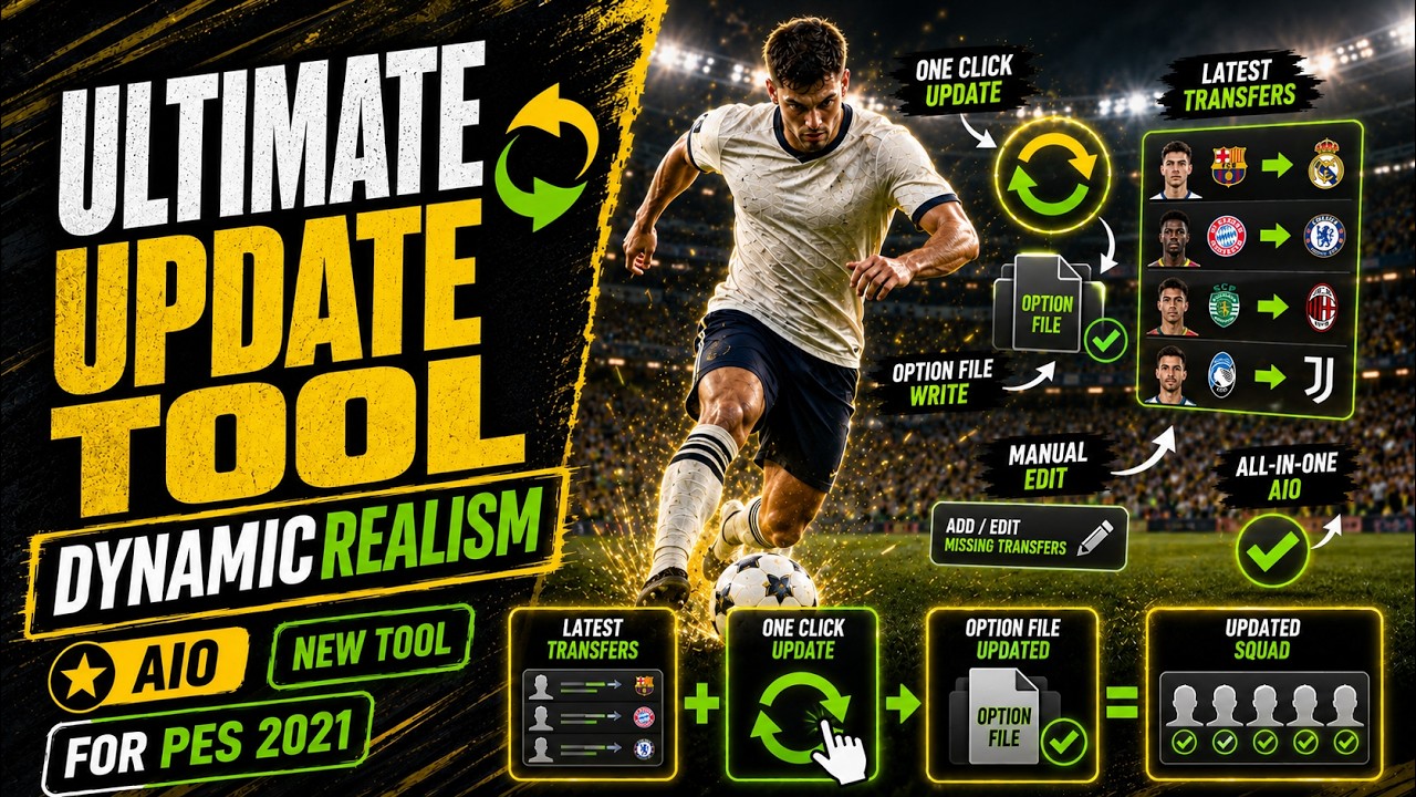 PES 2021 ULTIMATE UPDATE TOOL | Latest Transfers in ONE CLICK! | DynamicRealism AIO