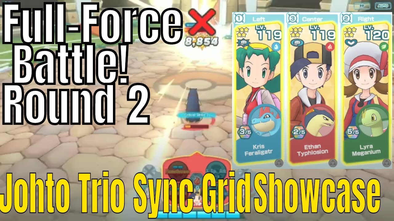 Pokemon Masters - Training with Legend Kris Ethan Lyra Sync Grid Showcase Full-force Battle Round 2