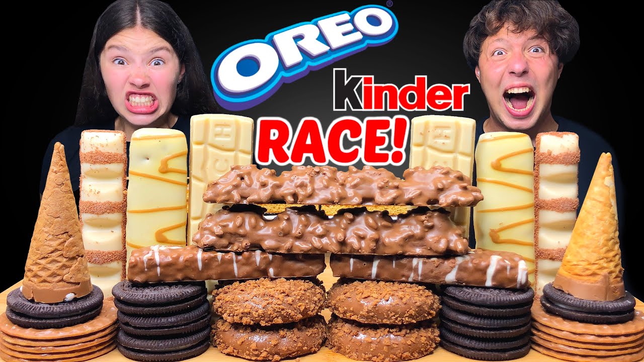 ASMR LEFTOVER CHOCOLATE DESSERT RACE EATING (KINDER, OREO, CANDY BARS, CAKE) 먹방 | Tati ASMR
