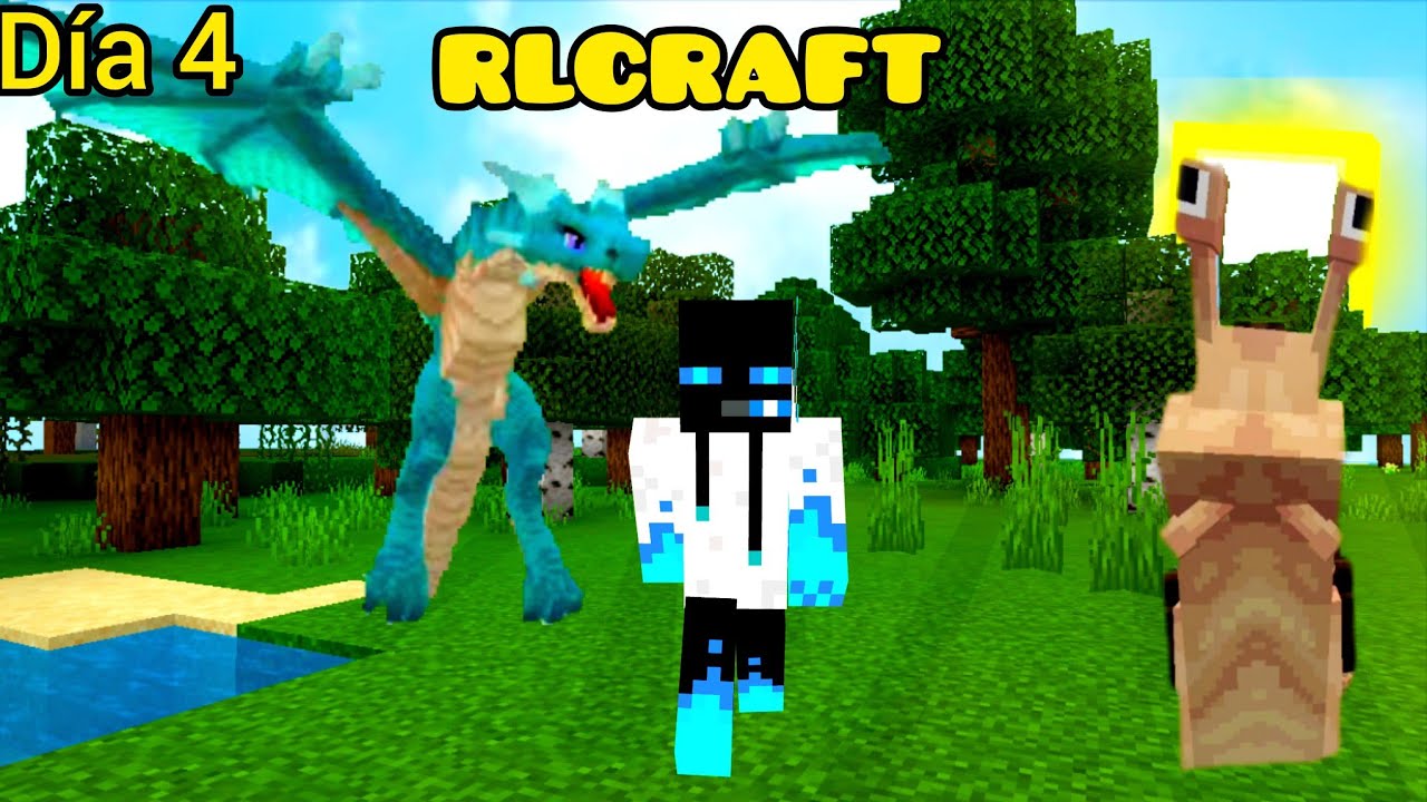 Me encuentro un dragón de agua en RLCRAFT en minecraft bedrock 