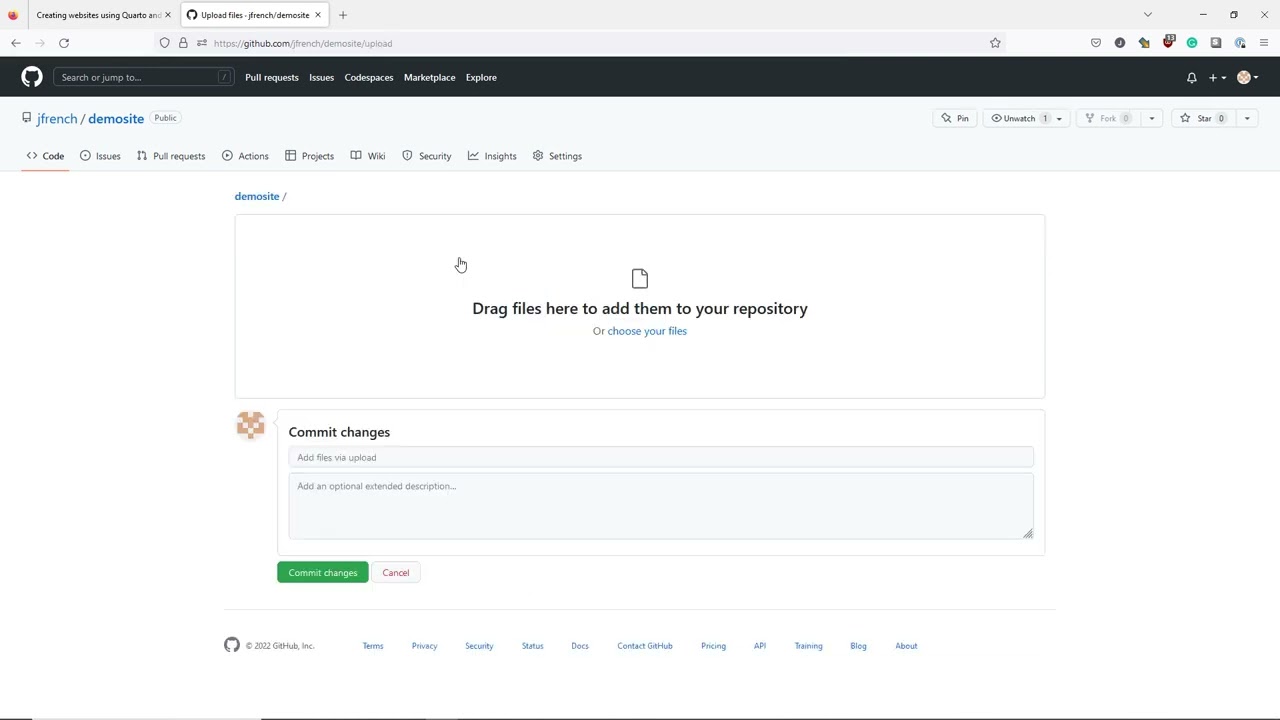 Publishing a Quarto website through GitHub Pages