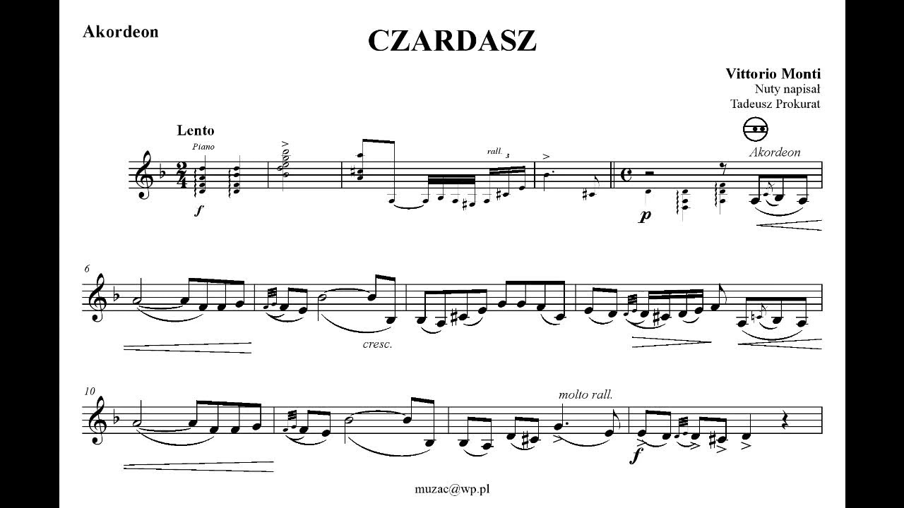 Czardasz - Vittorio Monti (Akordeon Nuty)