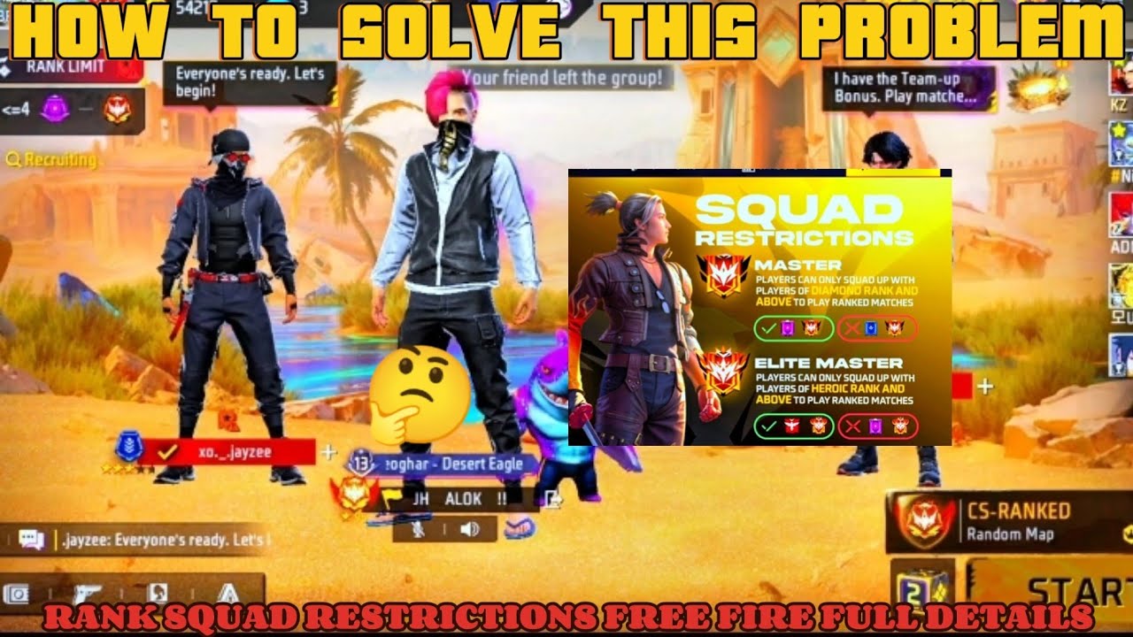 SQUAD RESTRICTION FREEFIRE KYA HAI | RANK REQUIREMENT NOT MET. UNABLE TO BEGIN MATCHMAKING PROBLEM