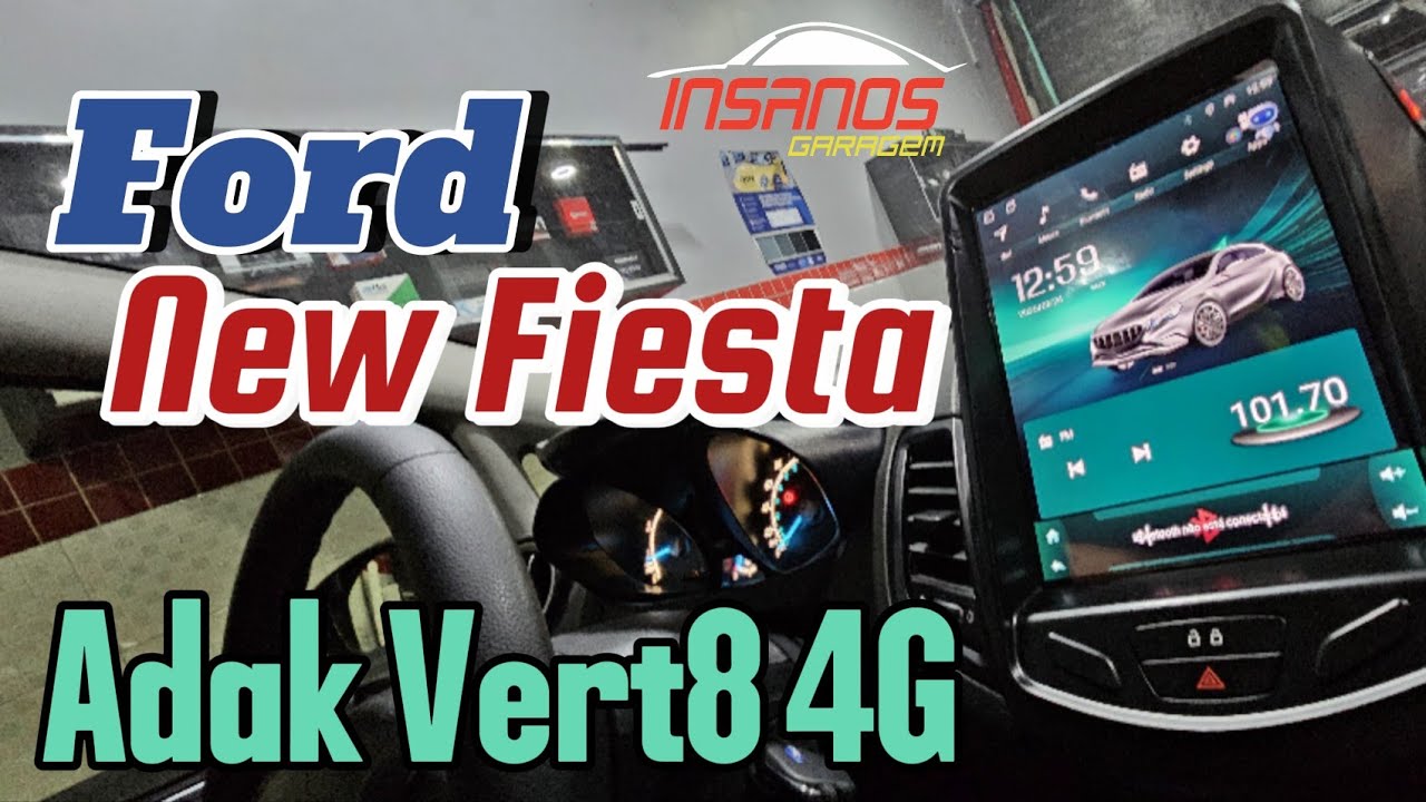 New Fiesta Central Multimídia Adak Vert8 4G Tesla, Carplay e Android Auto, Bluetooth, IPS, DSP, GPS