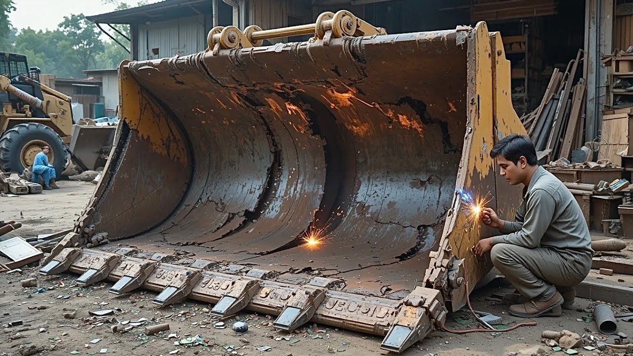 From Scrap to Brand New! Bulldozer Bucket Complete Rebuild by Pakistani Mechanic