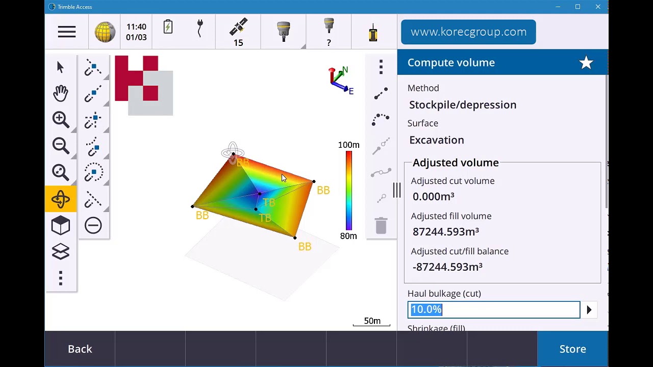 Объемы Trimble Access
