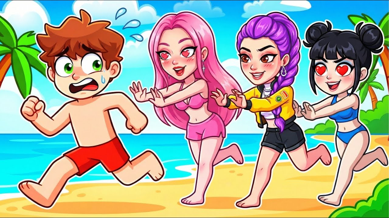 STUCK in a GIRLS ONLY Beach Party with KPOP GIRLS...