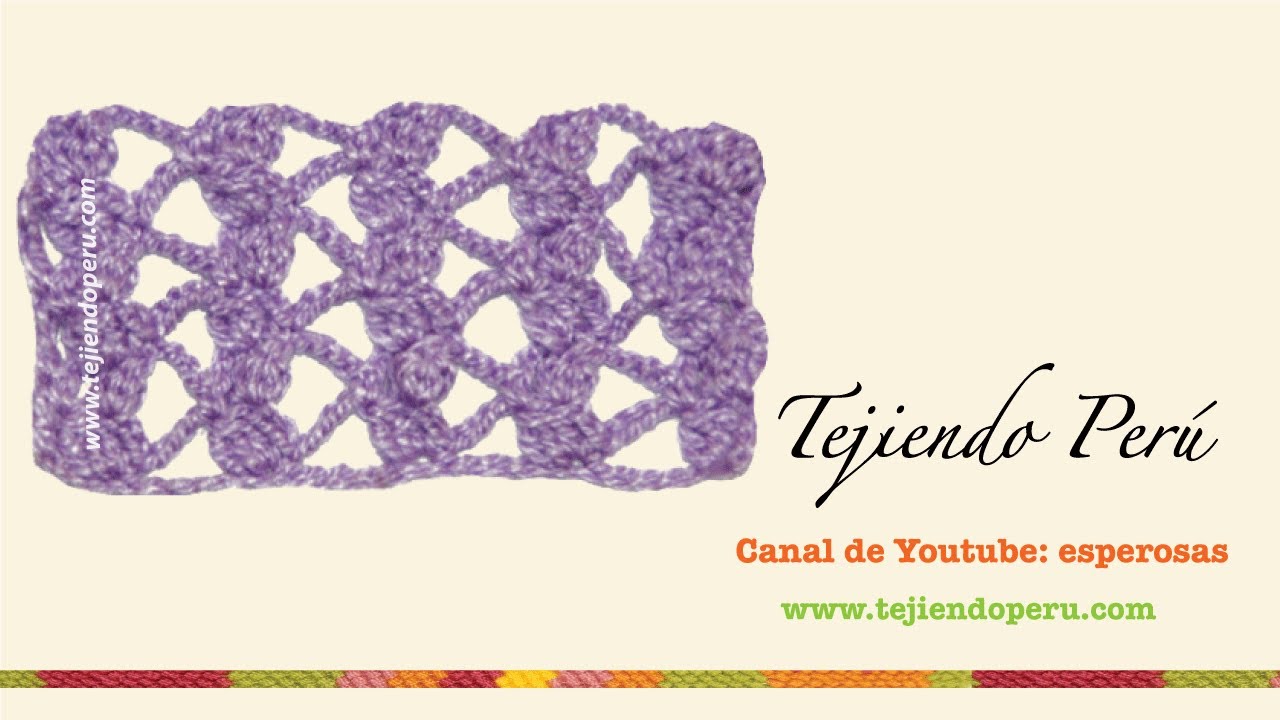 Punto fantasía en crochet o ganchillo # 14: piñas inclinadas