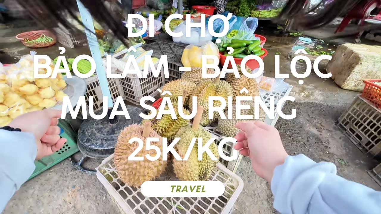 🌍Bảo Lâm market - buy durian at 25,000 VND per kilogram.