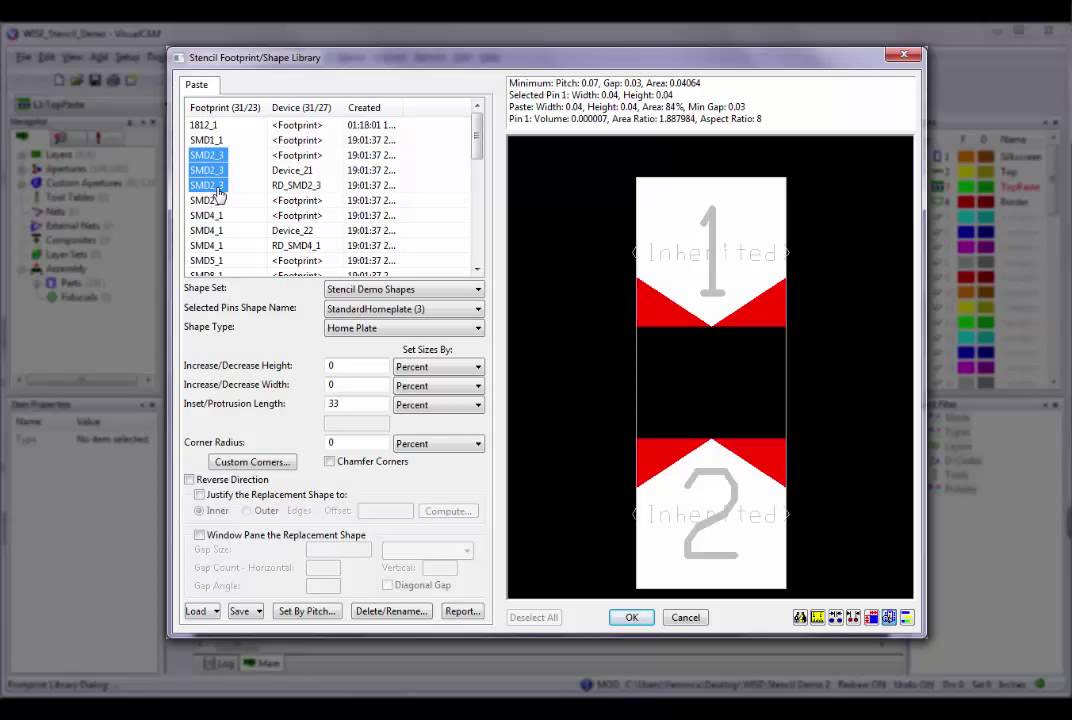 VisualCAM Stencils - Footprint/Shape Library
