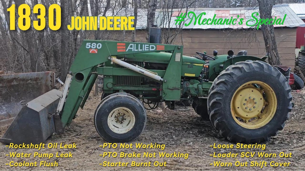 Разобранный трактор John Deere 1830 года: сцепление и тормоз ВОМ, ремонт SCV, водяной насос, утеч...