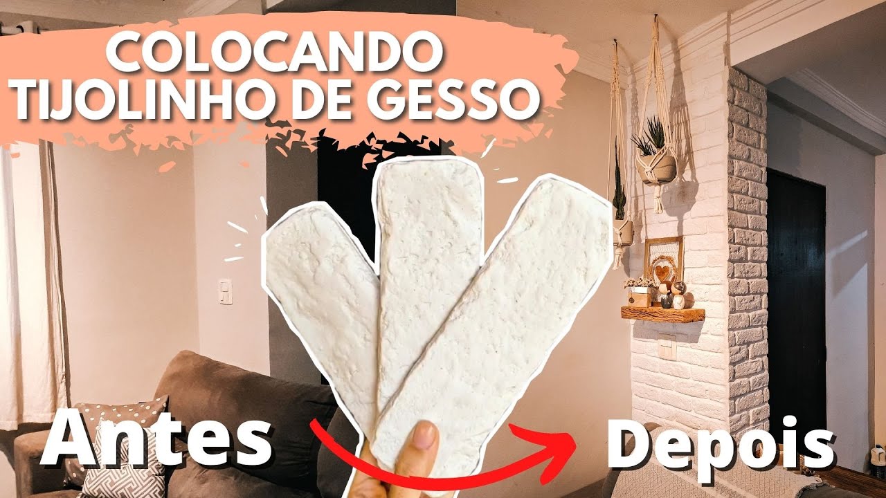 COLOCANDO TIJOLINHOS DE GESSO NA PAREDE [VLOG]