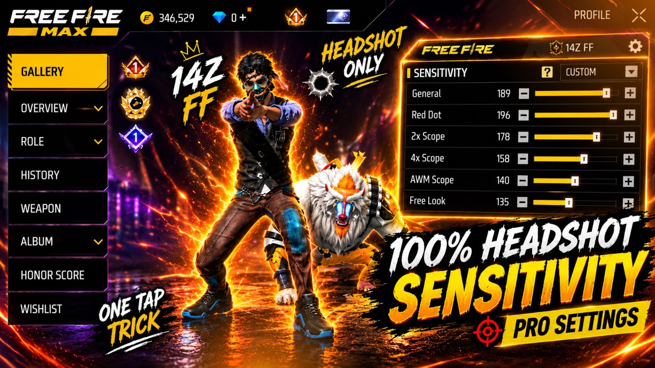 Free Fire Headshot setting 2026 ⚡ Best Sensitivity Settings ⚙️| Sensitivity + Hud Settings Free Fire