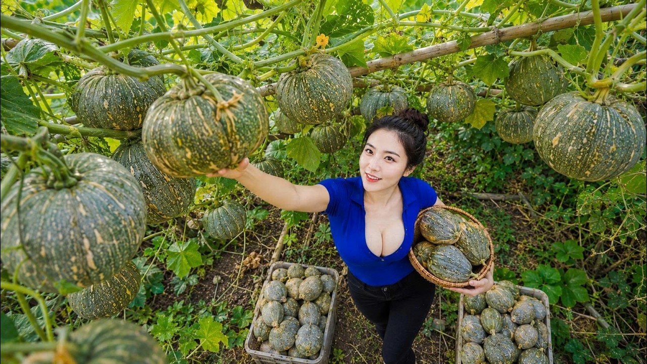 Harvesting +1000kg of Pumpkins at the Farm | Bringing Them to Market to Sell | Hana Market