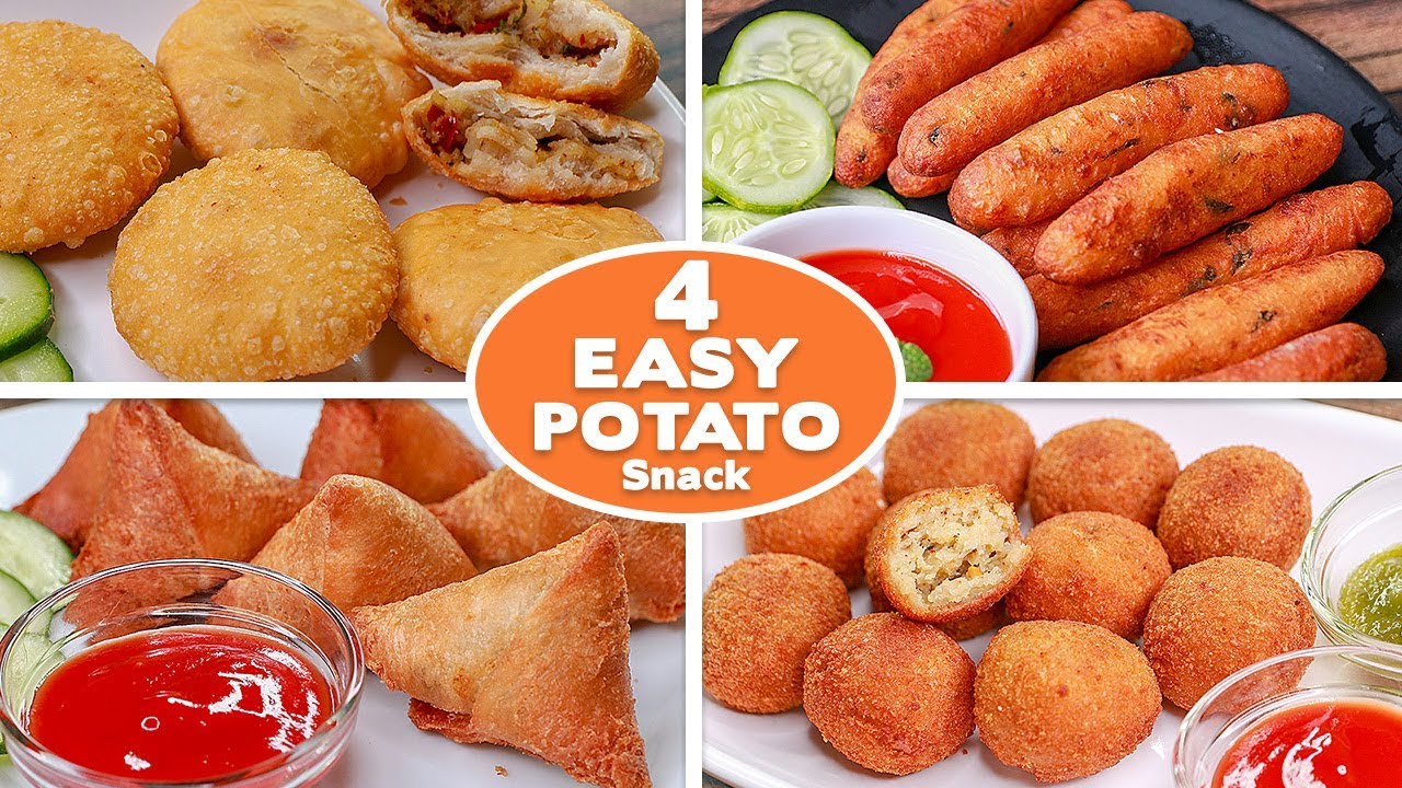 4 Easy Potato Snacks Recipes | Potato Bread Samosa | kachori | Potato Bites | Potato Finger |Toasted