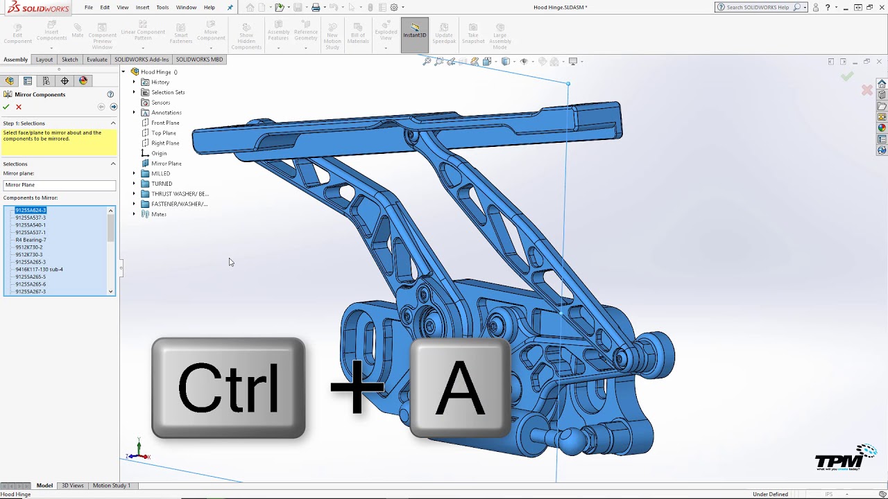 Зеркало сборки SolidWorks