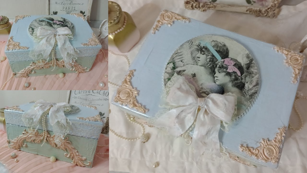 Como hacer caja shabby chic de CARTON reciclado | #reciclaje #arte #vintage
