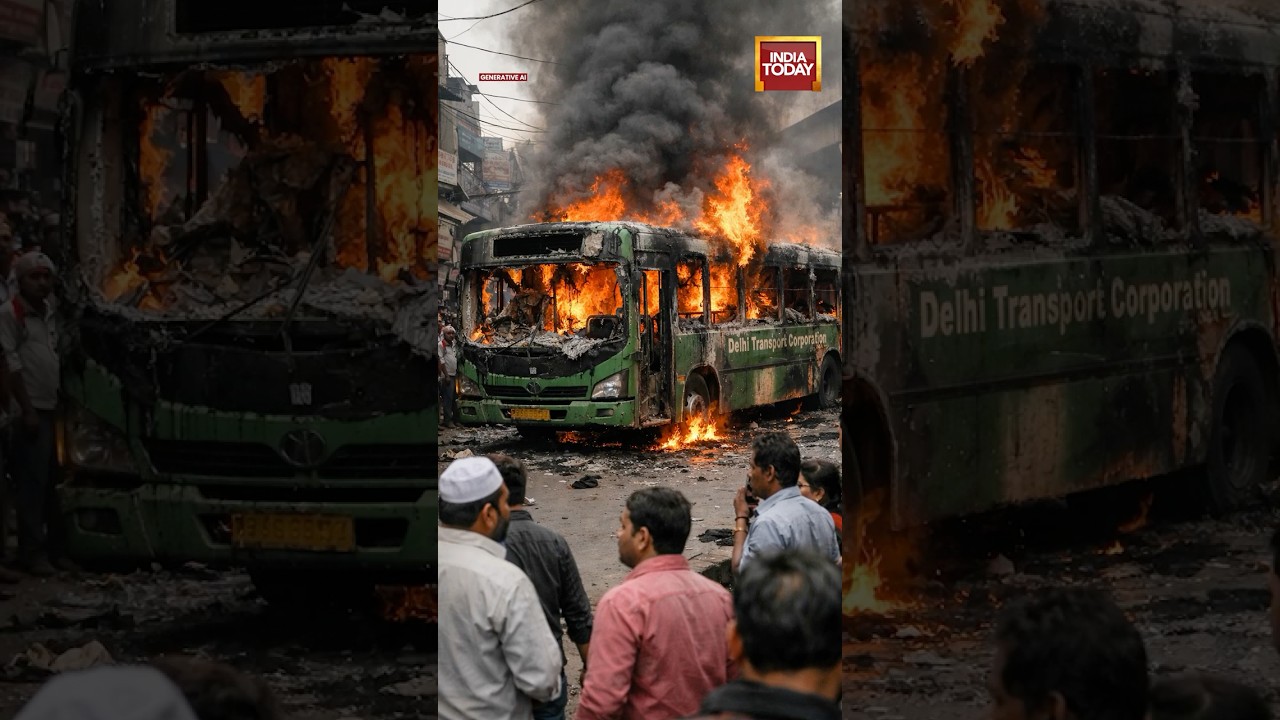 Delhi's Nangloi Bus Accident Viral Video: 2 Dead, DTC Bus Set On Fire #dtc #shorts #delhinews