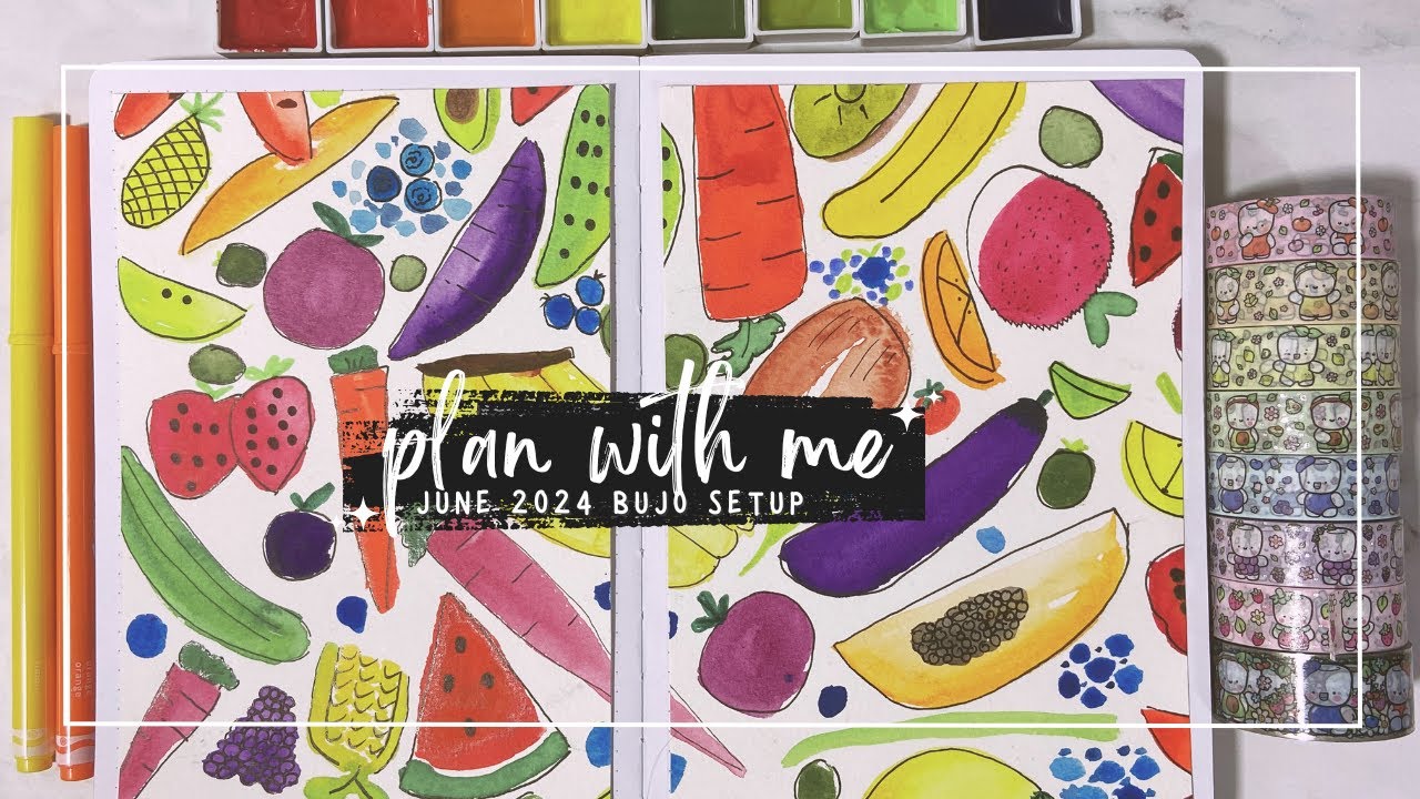 plan with me: new mid-year bullet journal + june bujo setup // farmers market theme