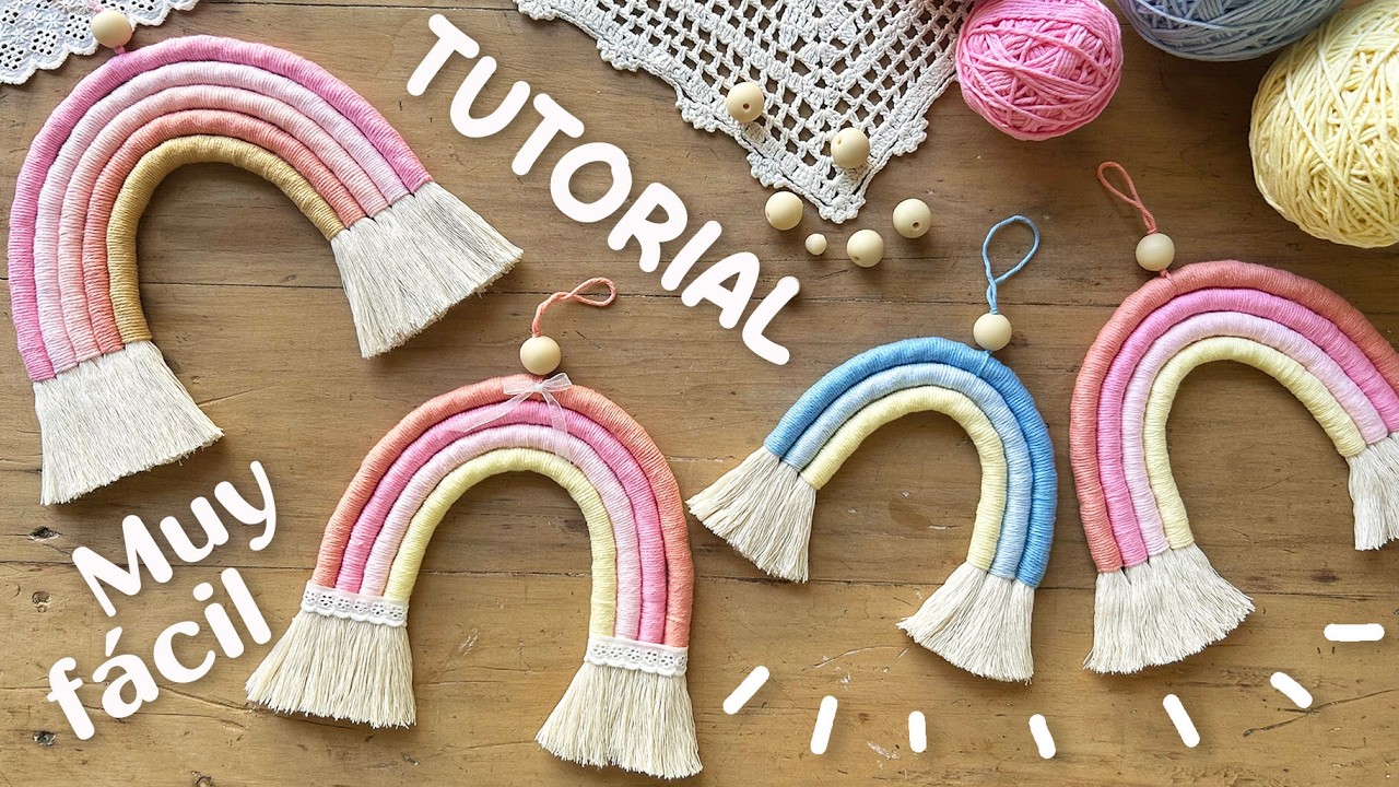 🌈 Cómo hacer un Arcoíris de Macramé | DIY Rainbow Wall Hanging