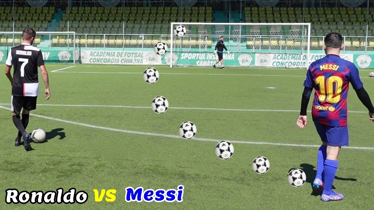 RONALDO vs MESSI (Lovituri libere + alte probe) FOTBAL CHALLENGE