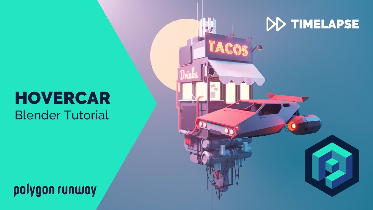 Cyberpunk Hovercar - Blender 2.8 Low Poly 3D Modeling Tutorial
