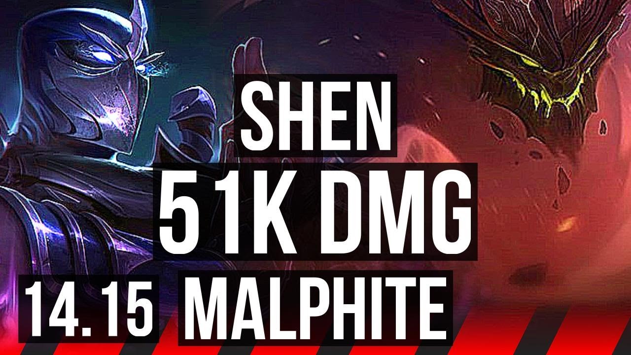 SHEN vs MALPHITE (TOP) | 22/1/10, 51k DMG, Legendary, 65% winrate | EUNE Diamond | 14.15