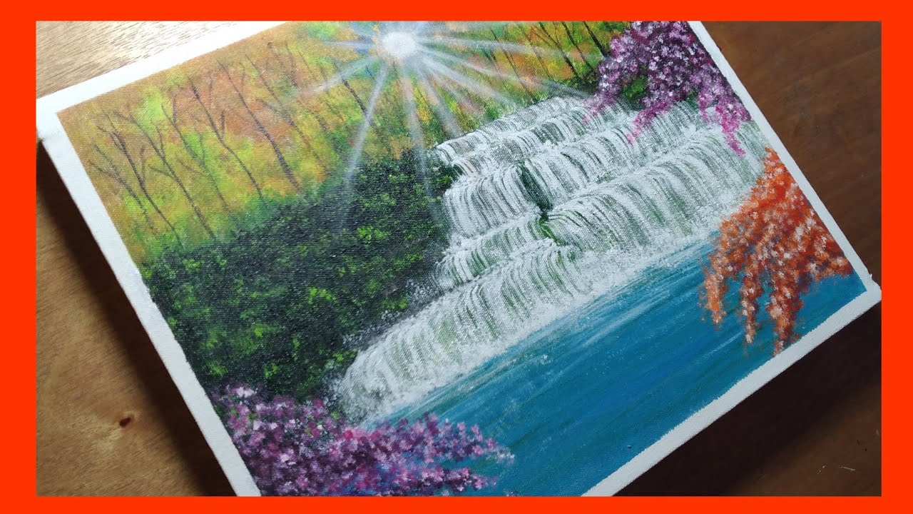 Como Pintar una CASCADA con Acrilico / Paso a Paso / Waterfall Painting / Pintura Acrilica #49