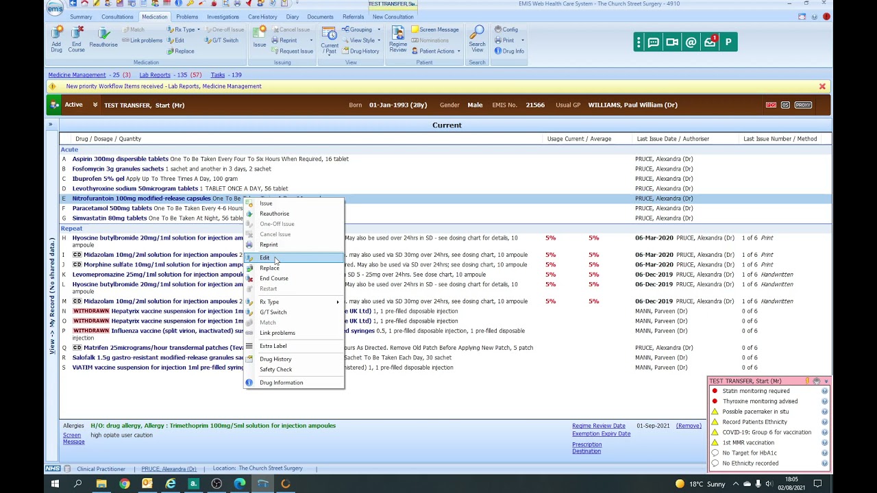 Medication on Emis Web
