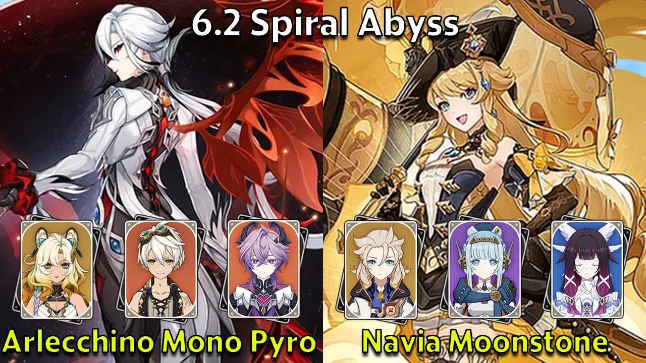 C2 Arlecchino Mono Pyro & C0 Navia Moonstone - Genshin Impact 6.2 Spiral Abyss Full Clear