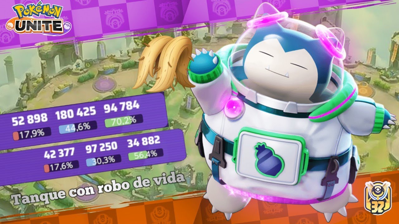 La mejor build para tener al Snorlax super peleador con robo de vida | Pokémon Unite S32 | 