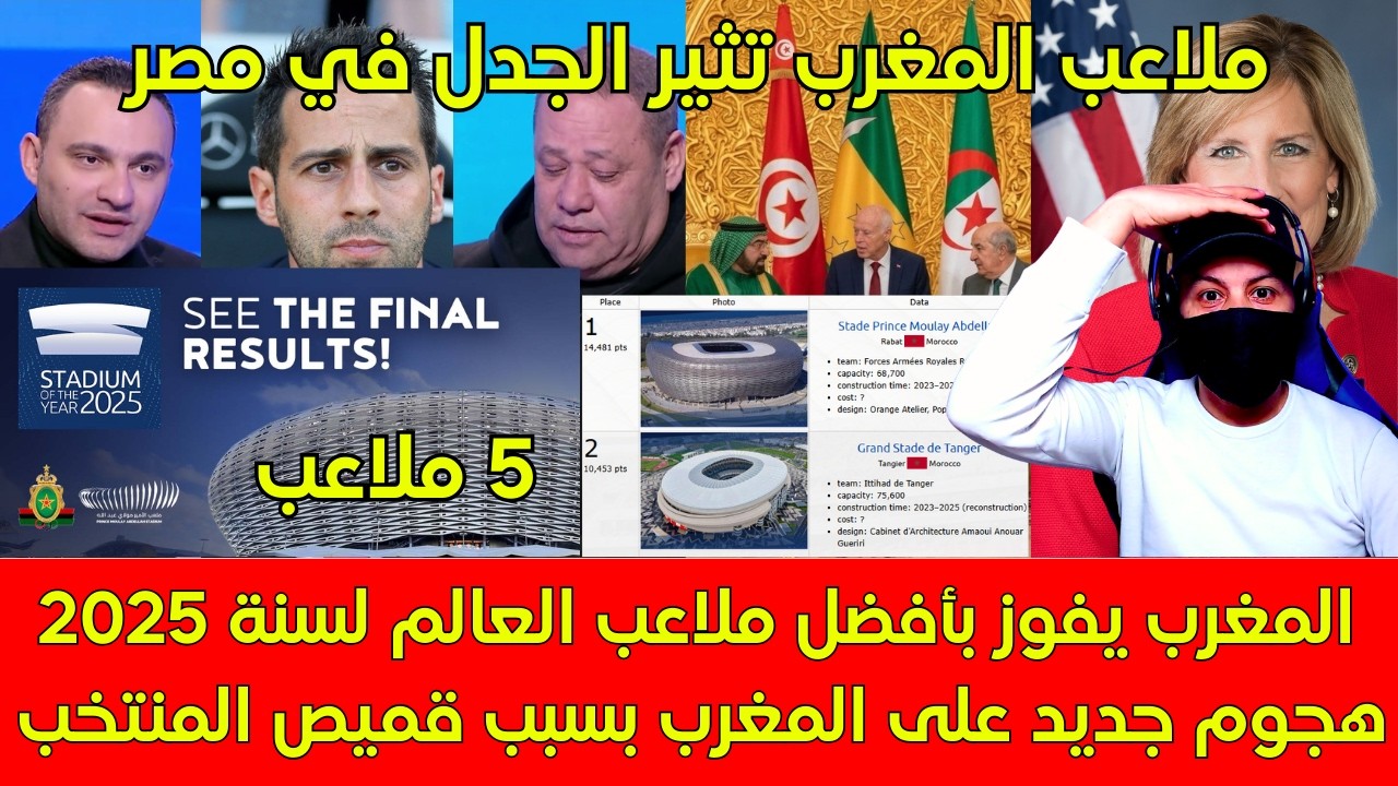 المغرب يفوز بأفضل ملاعب العالم لسنة 2025 حسب موقع stadiumdb وهجوم جديد على المغرب بسبب قميص المنتخب