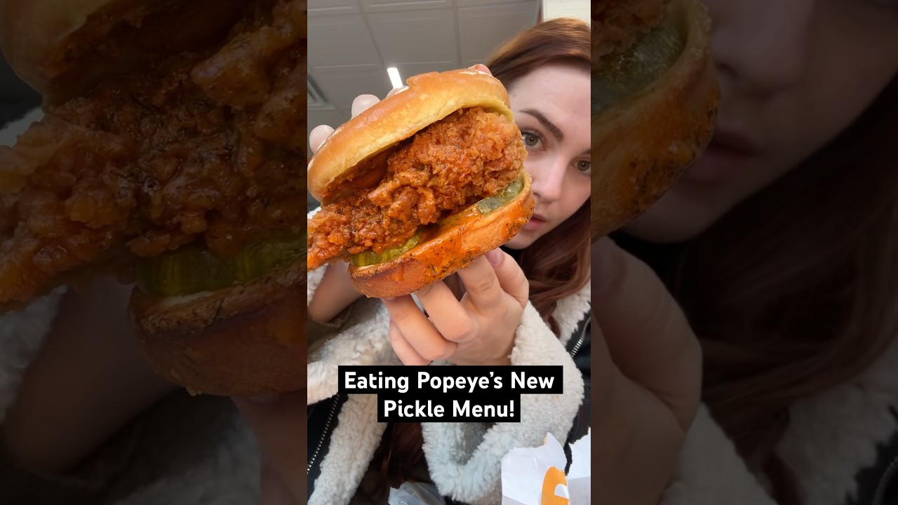 Trying Popeyes new pickle menu! #foodie #shorts #popeyes #pickle #fastfood #friedchicken