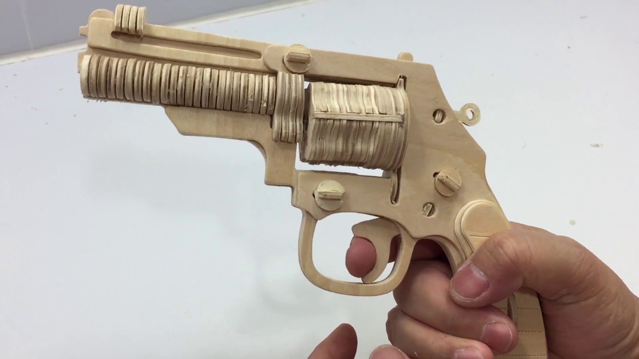 DIY Miniature Gun Revolver ~ 3D Wooden Puzzle
