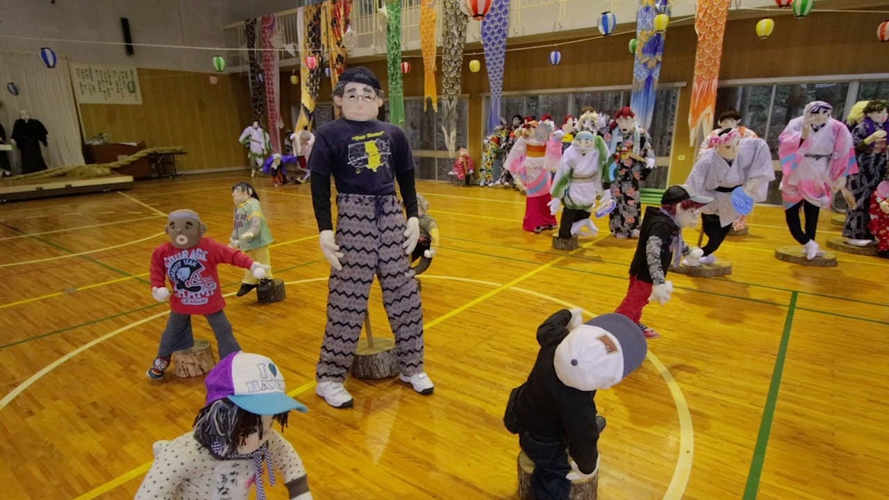 Deserted Japanese Village Populated With Scarecrows