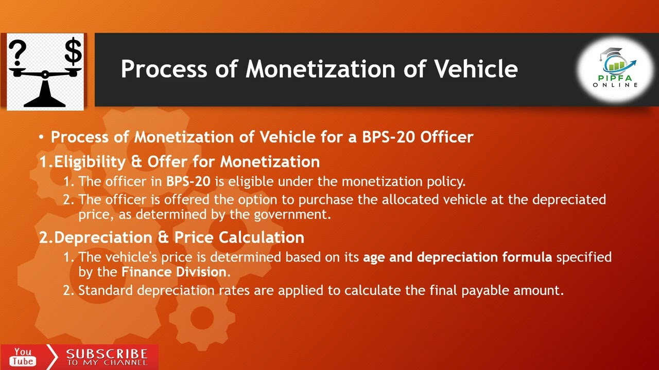 Monetization of Vehicle for BPS-20 Officer | Finance Division Pakistan Policy