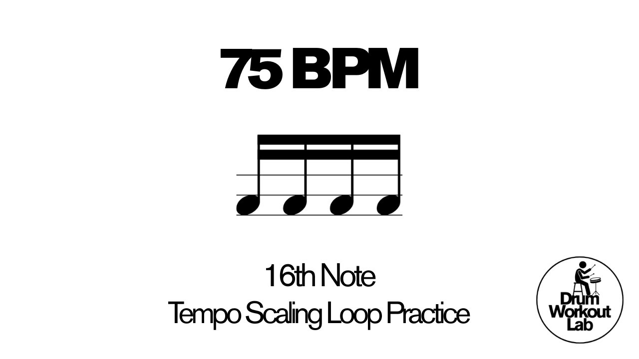16th Note Drum Exercise | 1 e & a | 75 BPM | Drum Loop
