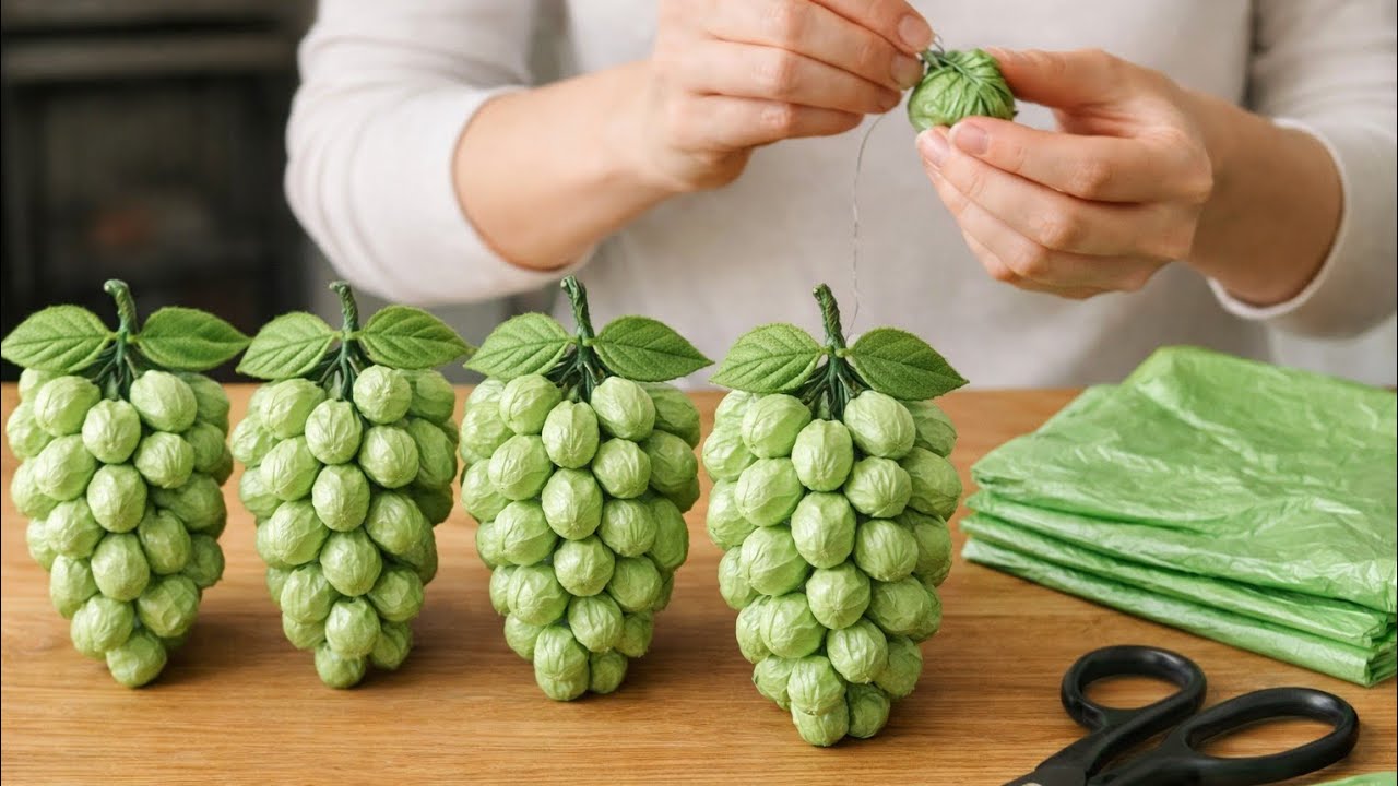 How to make Realistic plastic bag grapes 🍇  at home | Simple DIY Tutorial | plastic bag grapes#diy