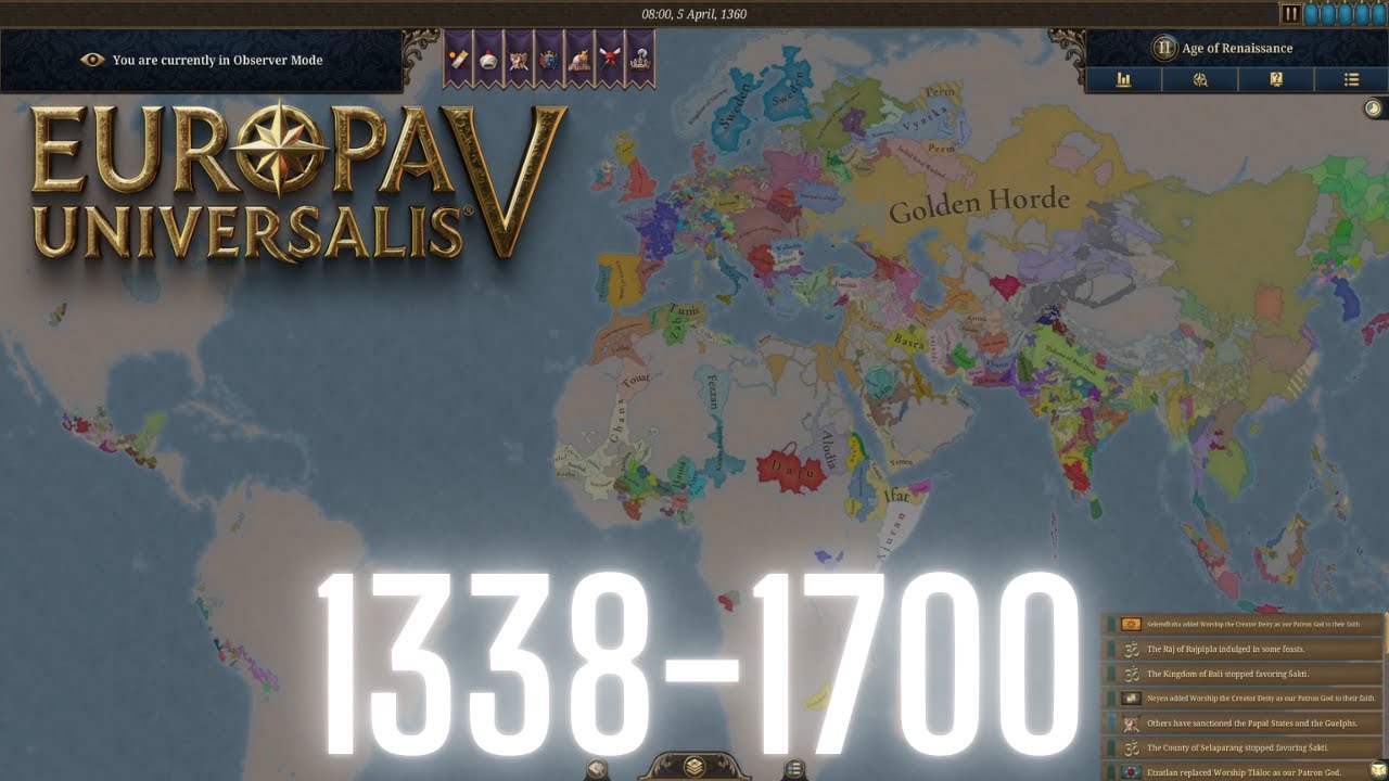 Europa Universalis V - Timelapse 350 Years