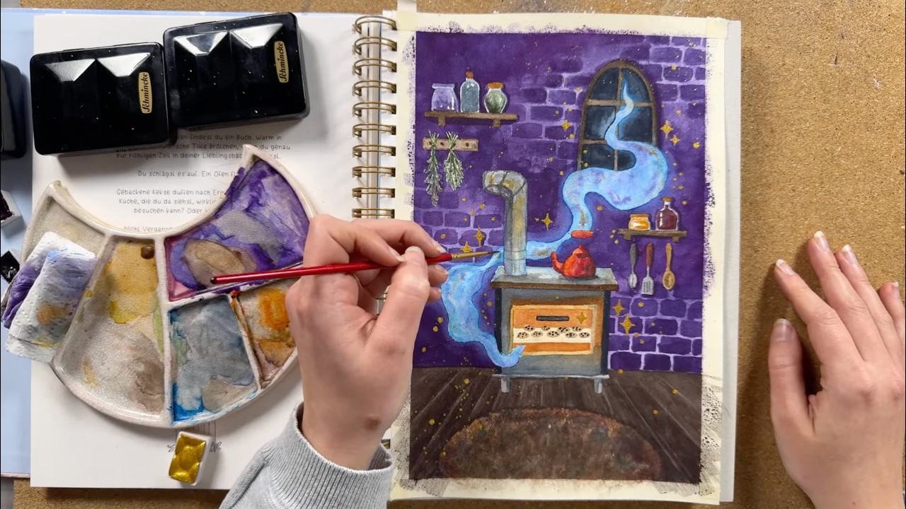 Livestream 2/2 🔴 Magische Küchenszene in Aquarell ✨ mit Anleitung, Tipps & Tricks