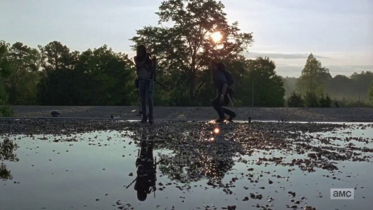The Walking Dead 7x12 Rick & Michonne Fall Through Roof