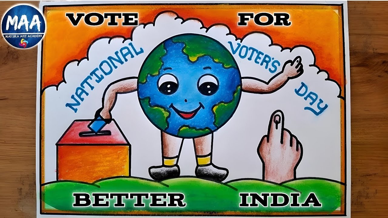 National Voters Day Drawing | मतदाता जागरूकता ड्रॉइंग | Voters Day Poster Drawing | Election Drawing