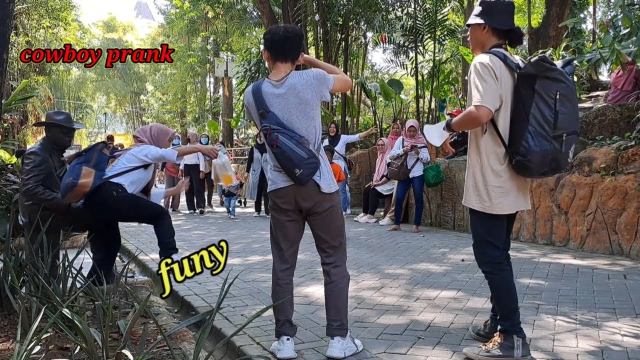 #cowboY_prank ||reaksi lucu korban prank patung hidup, bikin ngakak