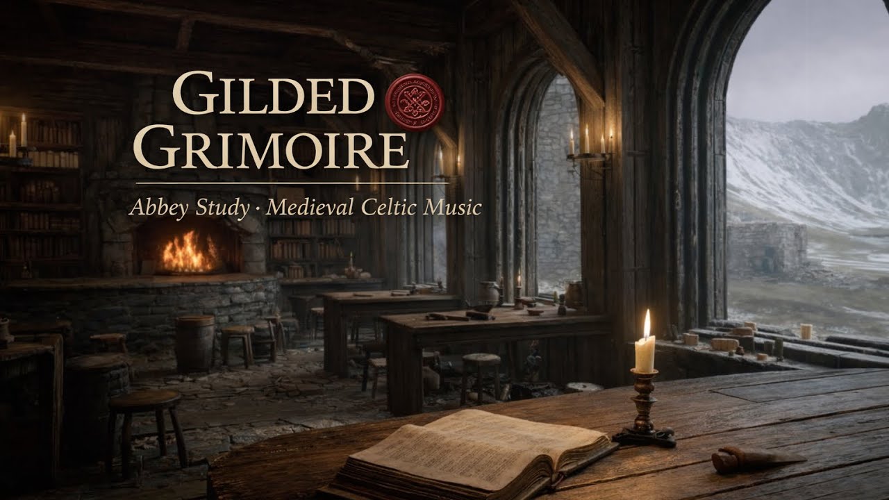 The Gilded Grimoire | Snowbound Abbey Study | Medieval Celtic Music