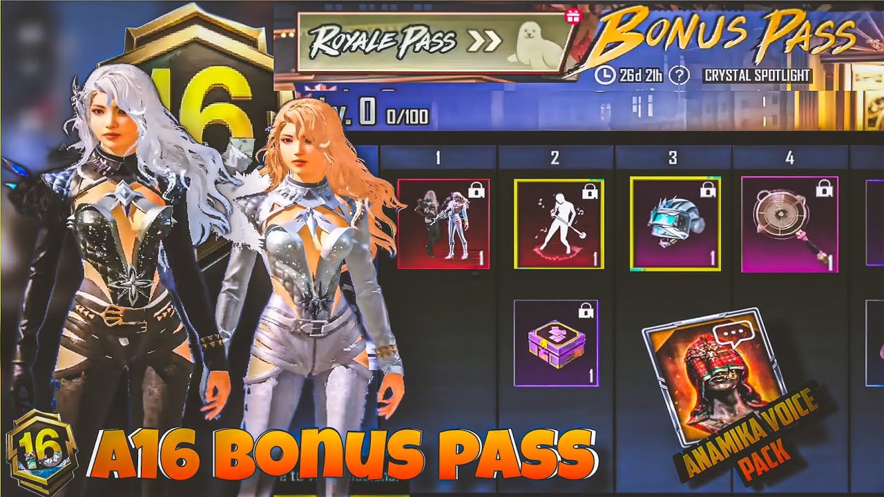 A16 BONUS PASS CRYSTAL SPOTLIGHT WITH ANAMIKA HORROR VOICE FREE / QBZ UPGRADED SKIN IN BGMI