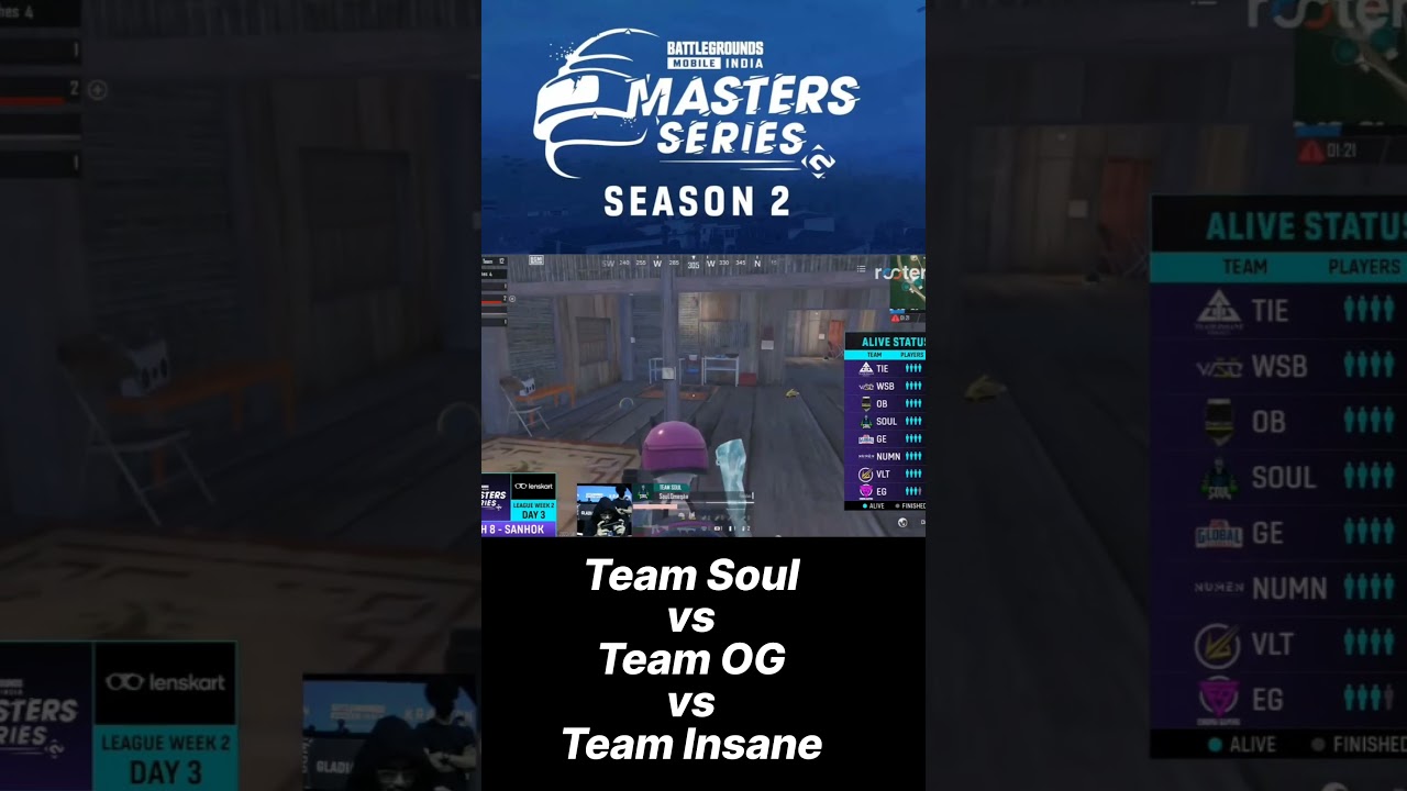 Team soul vs team OG vs team insane bgmi master series season 2 shanok match fight💣💣